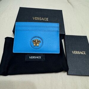 Versace Blue Medusa Card Holder